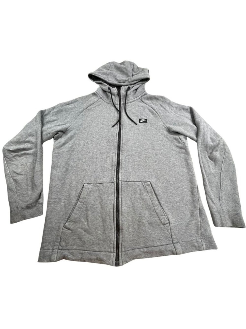 Nike Hoodie Womens Medium Gray Full Zip Longline Athletic Sportswear Casual Y2K